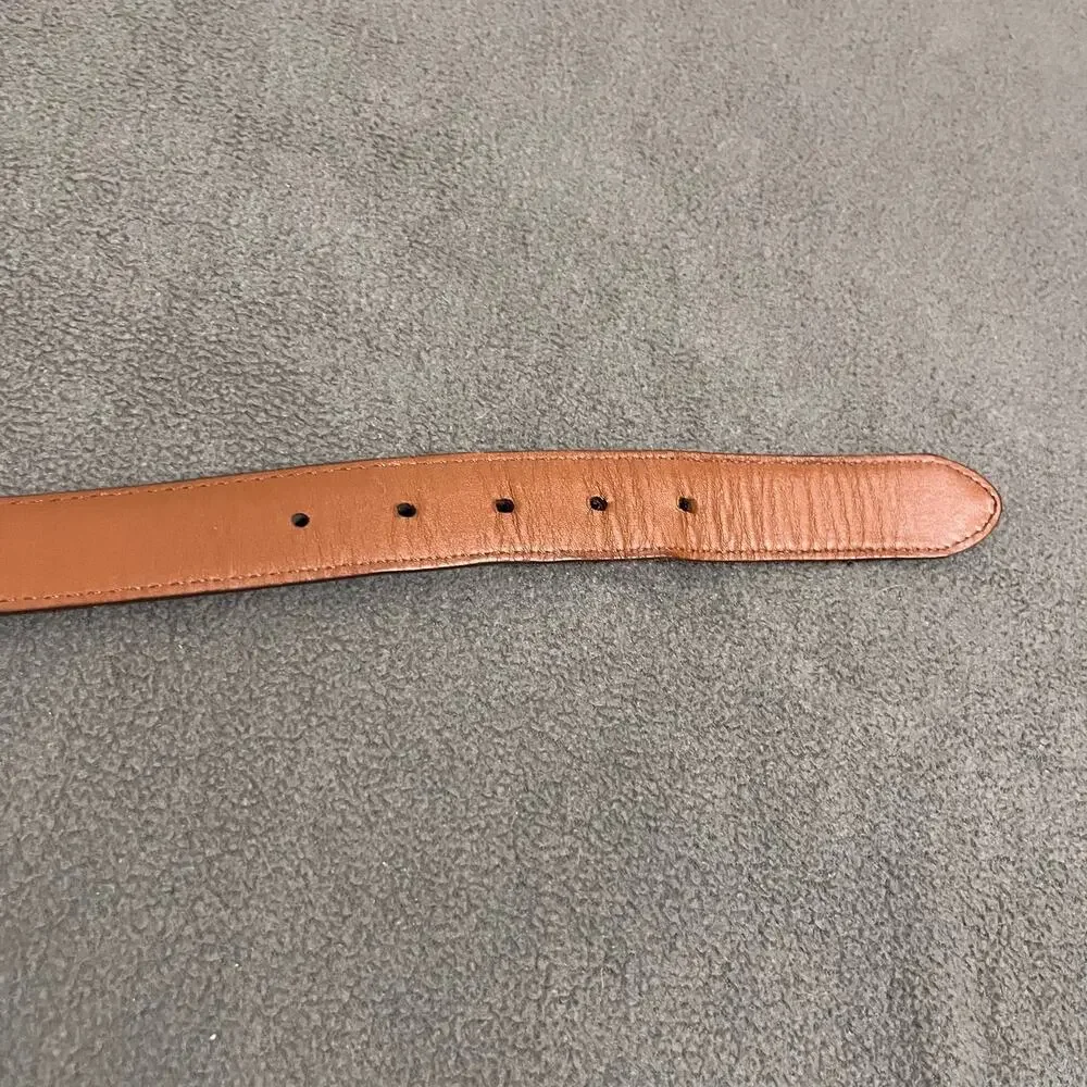 L.L. Bean Mens Leather Belt Size 30 Brown Minimalist Made in USA Brass Buckle